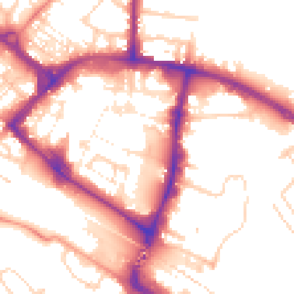 Daytime road noise heatmap for TN23 1NJ
