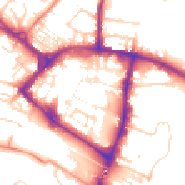 Daytime road noise heatmap for TN23 1QG