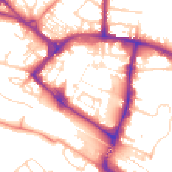 Daytime road noise heatmap for TN23 1QP