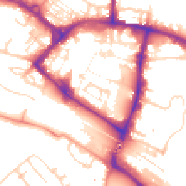 Daytime road noise heatmap for TN23 1RF