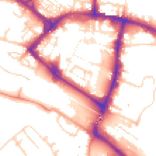 Daytime road noise heatmap for TN23 1RG