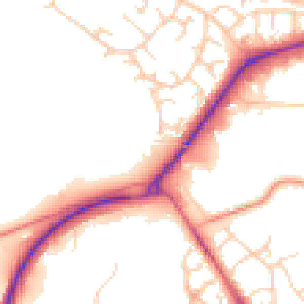Daytime road noise heatmap for TN23 3AD