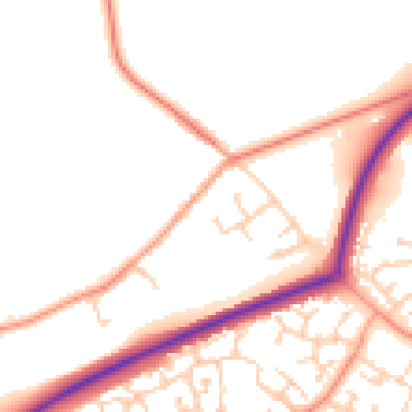 Daytime road noise heatmap for TN23 3AR