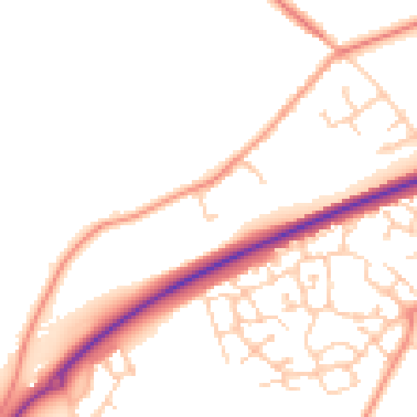 Daytime road noise heatmap for TN23 3AZ