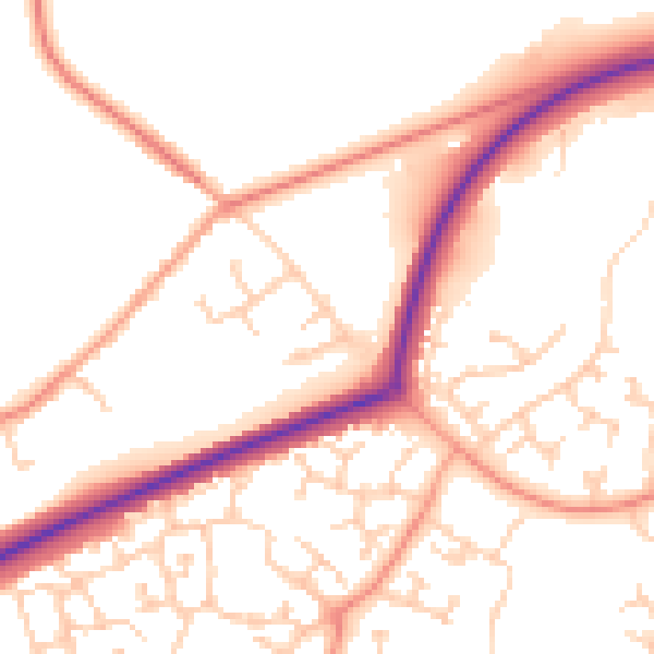 Daytime road noise heatmap for TN23 3BB