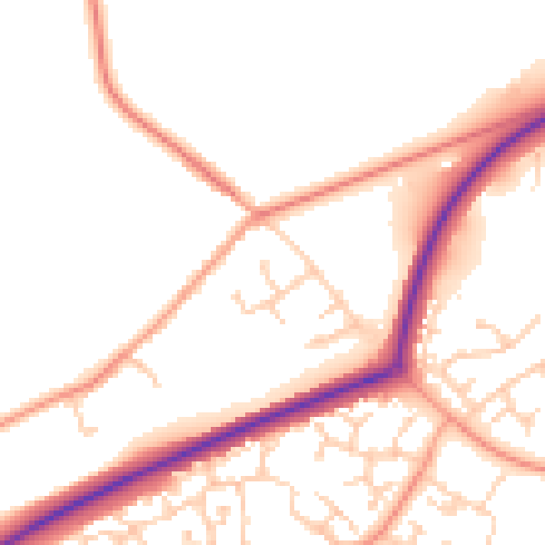 Daytime road noise heatmap for TN23 3BE