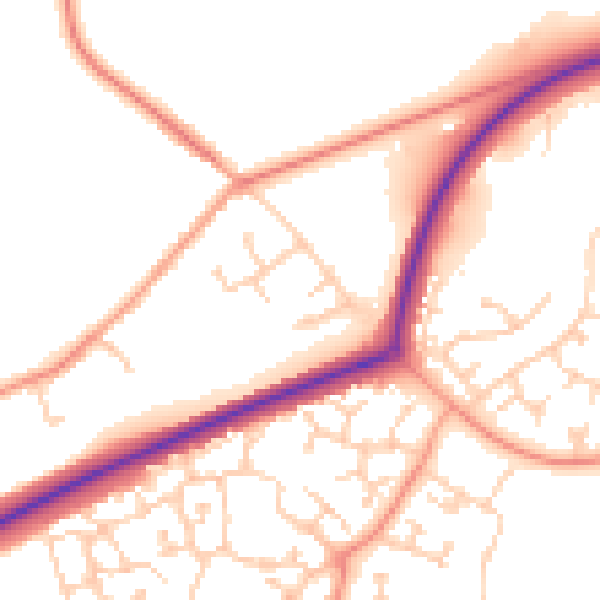Daytime road noise heatmap for TN23 3BQ