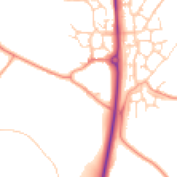 Daytime road noise heatmap for TN23 3EX