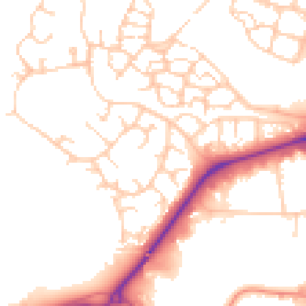 Daytime road noise heatmap for TN23 3JU