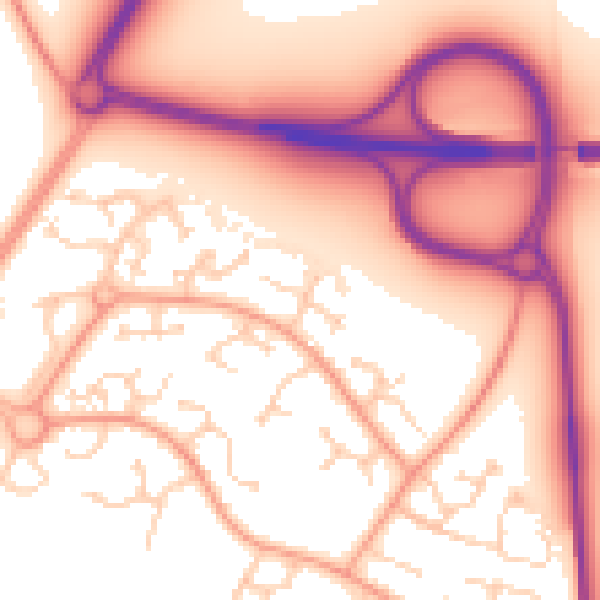 Daytime road noise heatmap for TN23 3LR