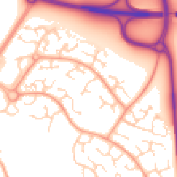Daytime road noise heatmap for TN23 3NN