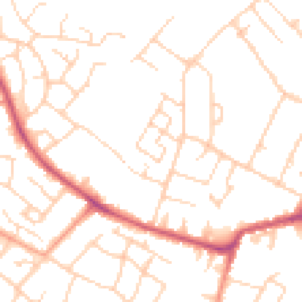 Daytime road noise heatmap for TN23 4AG