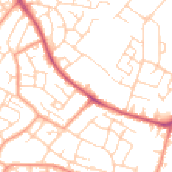 Daytime road noise heatmap for TN23 4EX