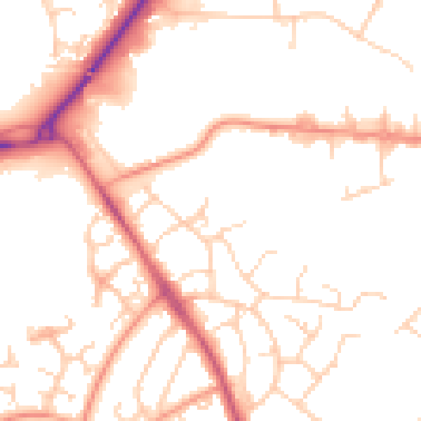 Daytime road noise heatmap for TN23 4GF