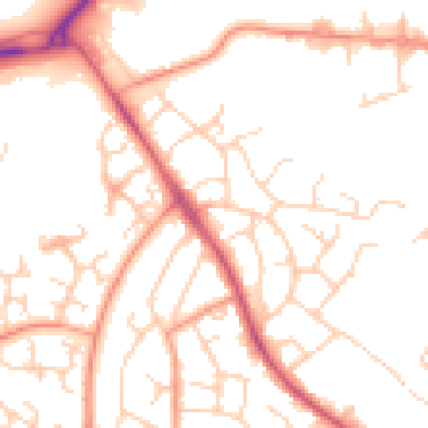 Daytime road noise heatmap for TN23 4HB