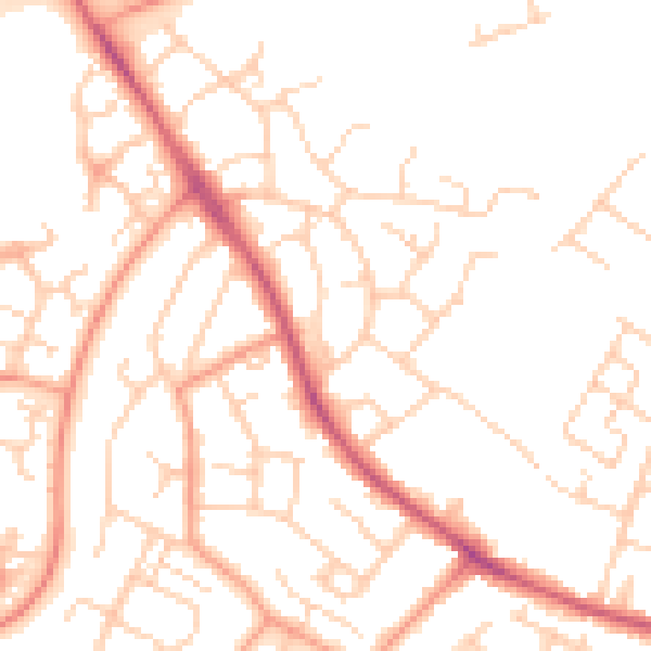 Daytime road noise heatmap for TN23 4HG