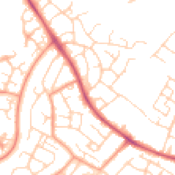 Daytime road noise heatmap for TN23 4HH