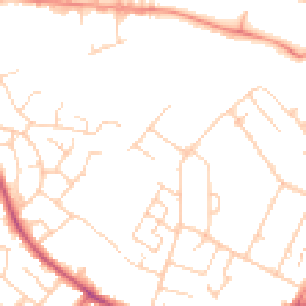 Daytime road noise heatmap for TN23 4QL