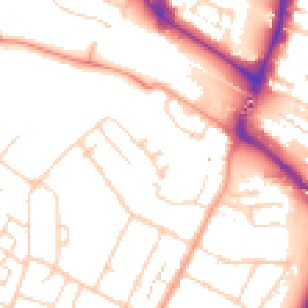 Daytime road noise heatmap for TN23 4QW