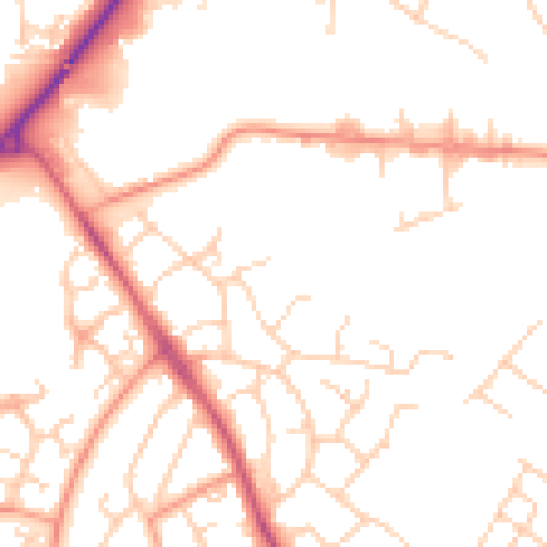 Daytime road noise heatmap for TN23 4XG