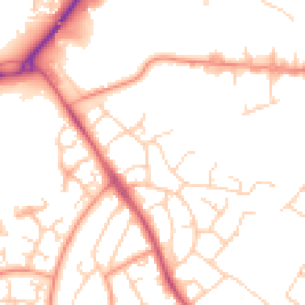 Daytime road noise heatmap for TN23 4XJ