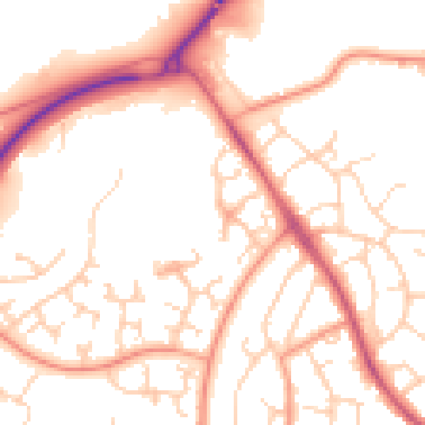 Daytime road noise heatmap for TN23 4XP