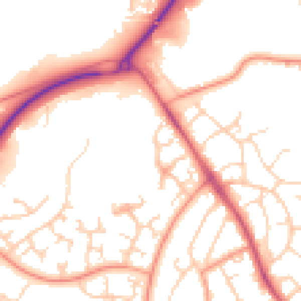 Daytime road noise heatmap for TN23 4XR