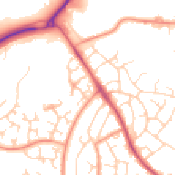 Daytime road noise heatmap for TN23 4XS