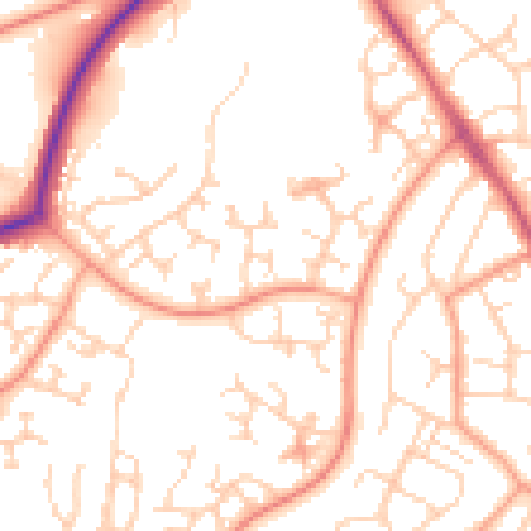 Daytime road noise heatmap for TN23 4YU