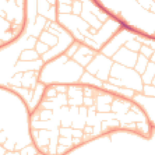 Daytime road noise heatmap for TN23 5BB