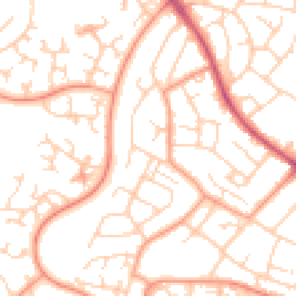Daytime road noise heatmap for TN23 5DD
