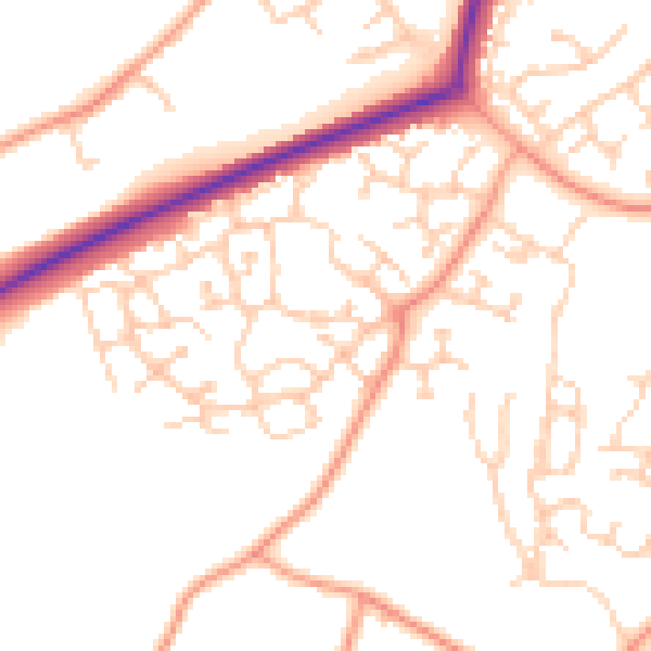 Daytime road noise heatmap for TN23 5HN