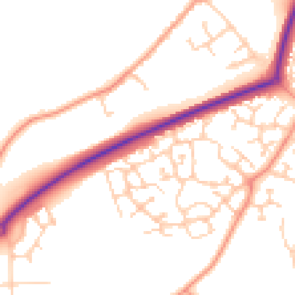 Daytime road noise heatmap for TN23 5JG
