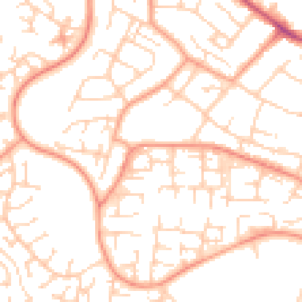 Daytime road noise heatmap for TN23 5TZ