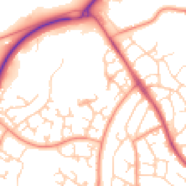 Daytime road noise heatmap for TN23 5UJ