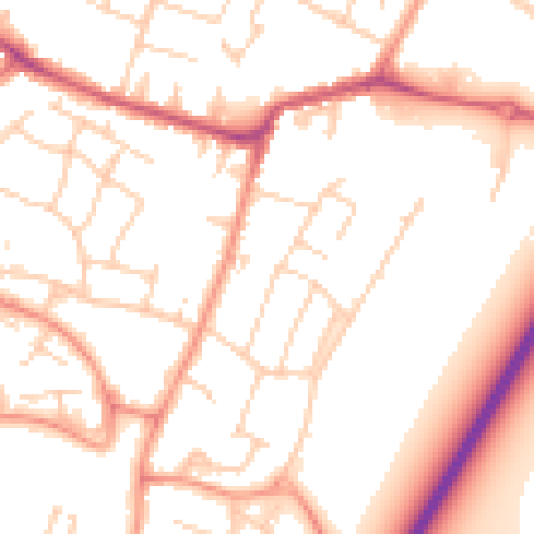 Daytime road noise heatmap for TN23 6HA