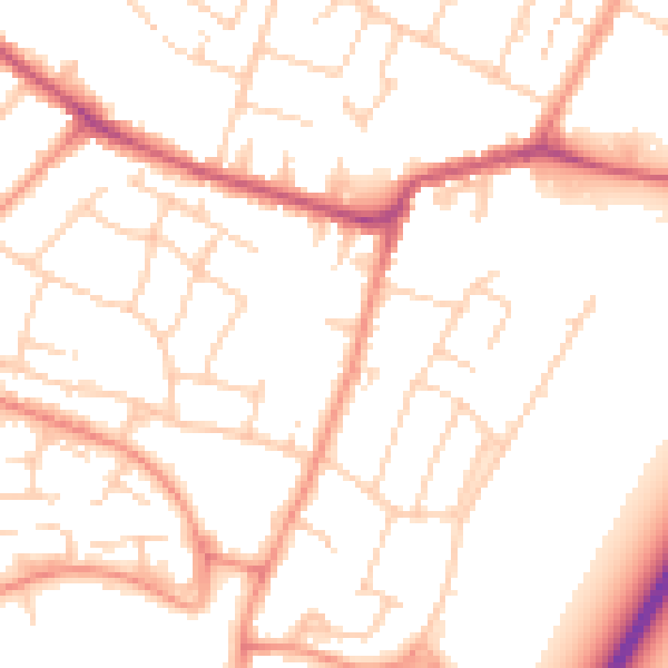Daytime road noise heatmap for TN23 6JA