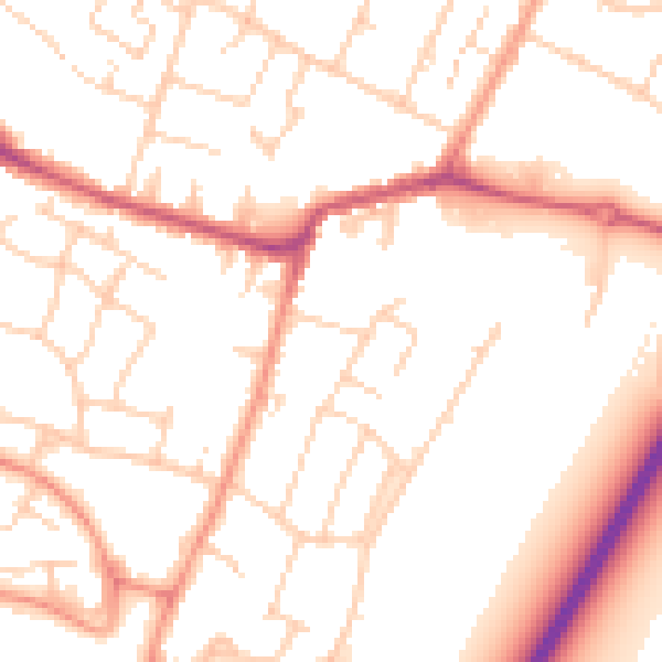 Daytime road noise heatmap for TN23 6JE