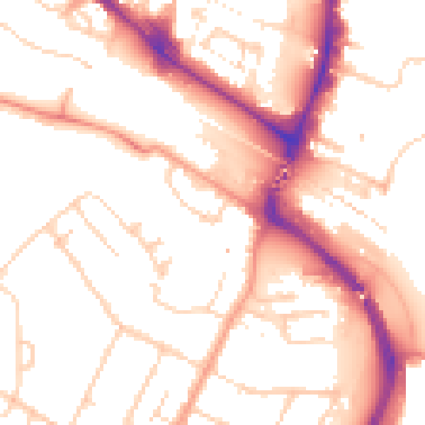 Daytime road noise heatmap for TN23 7AE