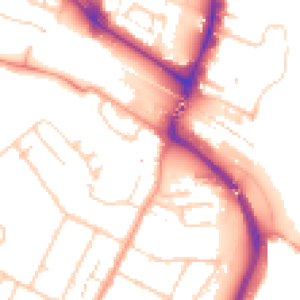 Daytime road noise heatmap for TN23 7AF