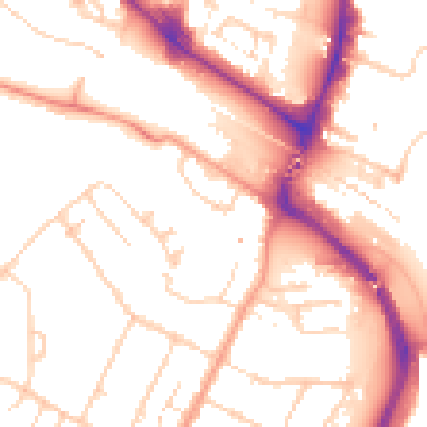 Daytime road noise heatmap for TN23 7AL
