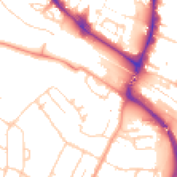 Daytime road noise heatmap for TN23 7HL