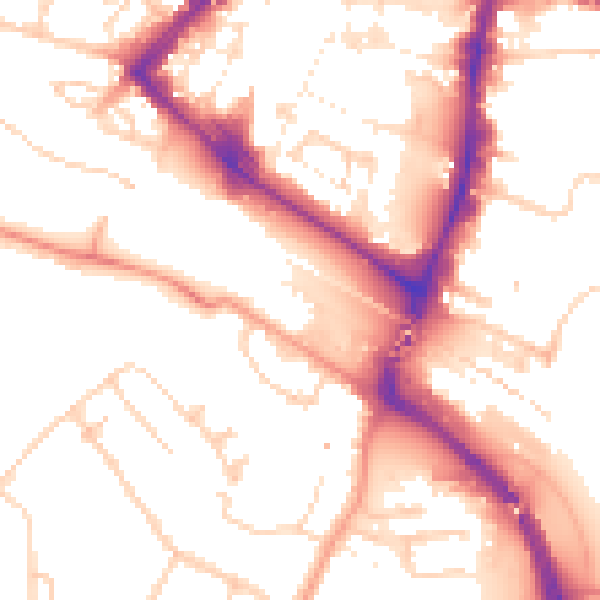 Daytime road noise heatmap for TN23 7HQ