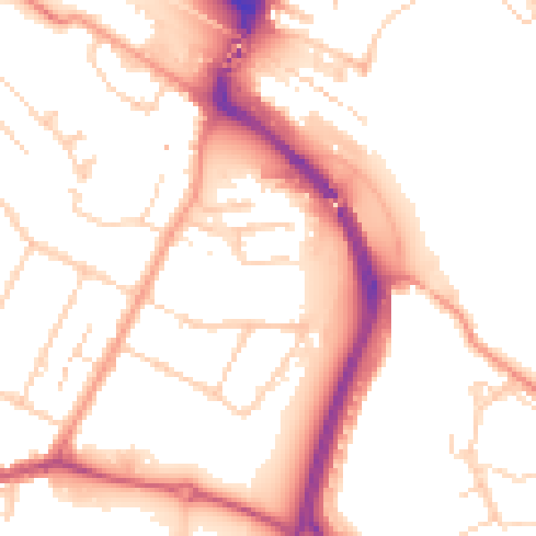 Daytime road noise heatmap for TN23 7SB