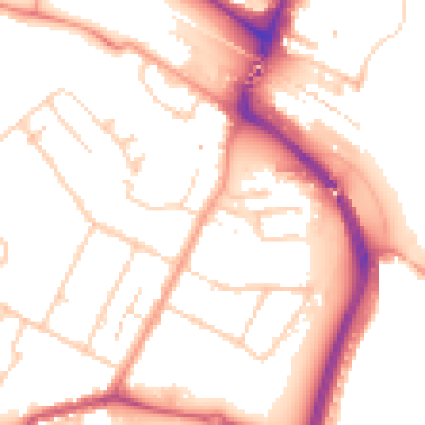 Daytime road noise heatmap for TN23 7SD