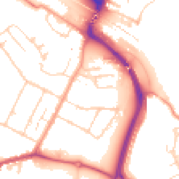 Daytime road noise heatmap for TN23 7TA