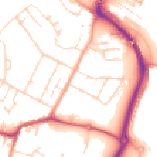 Daytime road noise heatmap for TN23 7TJ