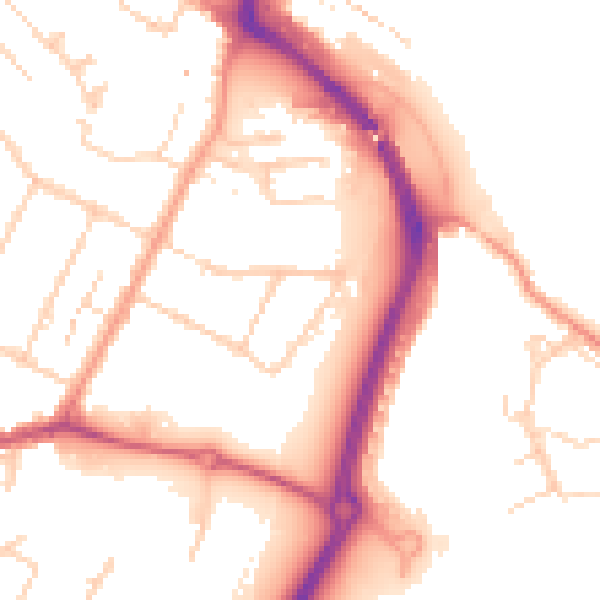 Daytime road noise heatmap for TN23 7TN