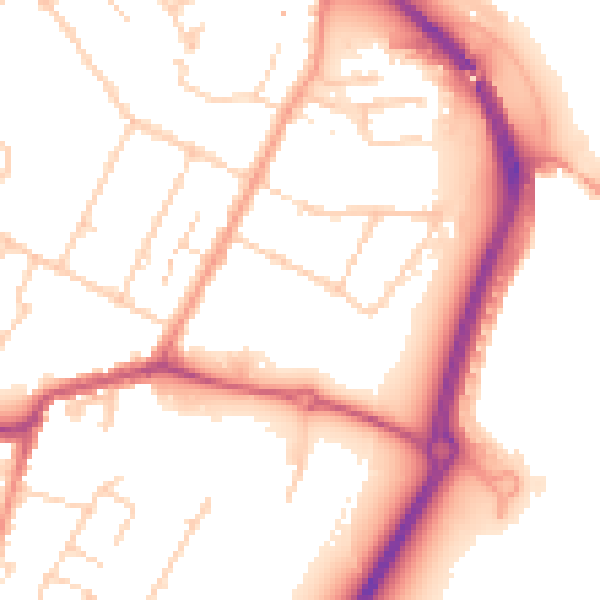 Daytime road noise heatmap for TN23 7TT