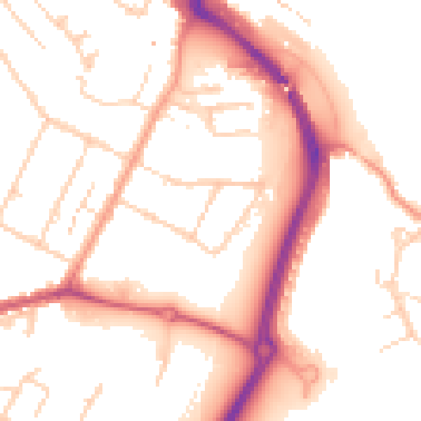 Daytime road noise heatmap for TN23 7TW